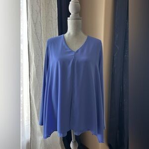 Joseph Ribkoff Size 10 Hydrangea Blue Flowy Blouse Top Shirt